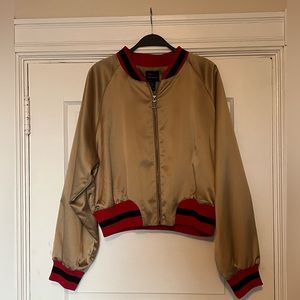 Cropped Gold Bomber Jacket